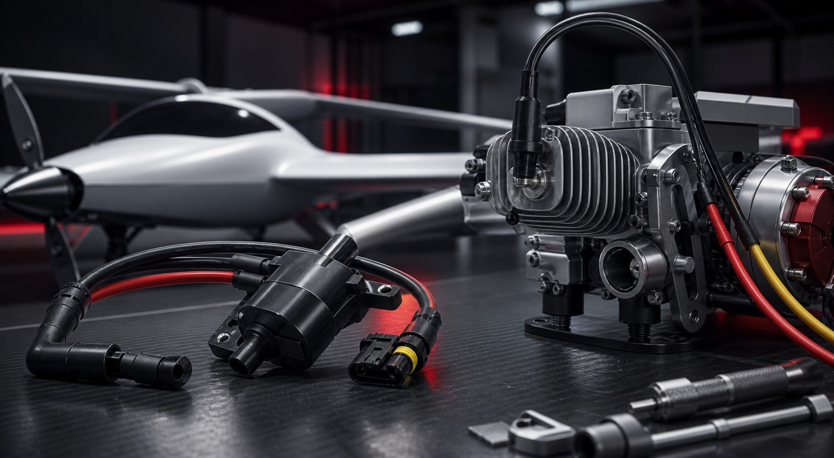 UAV ignition system with ignition coil and high-voltage lead